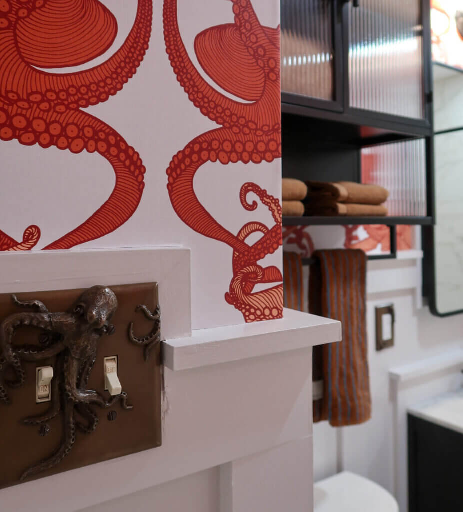 Lightswitch with octopus embroidery